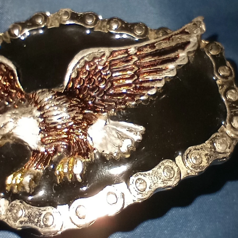 Vintage 1984 Enamel Eagle Belt Buckle The Great American Buckle Co USA